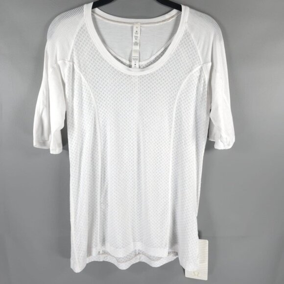 NWT LULULEMON PURI-TEE Breathable Short Sleeve Mesh Burnout White Size 10 - Picture 7 of 14